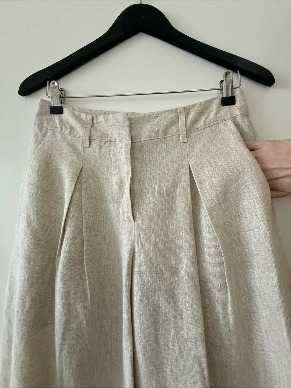 NWOT Reformation Linen Wide Leg Asher Trouser Pants Oatmeal Size 2